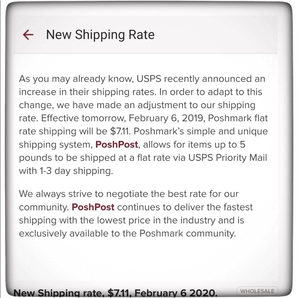New Shipping Rate